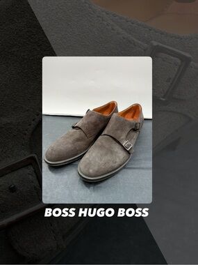 EUC Boss Hugo Boss Grey Suede Double Monk Shoes